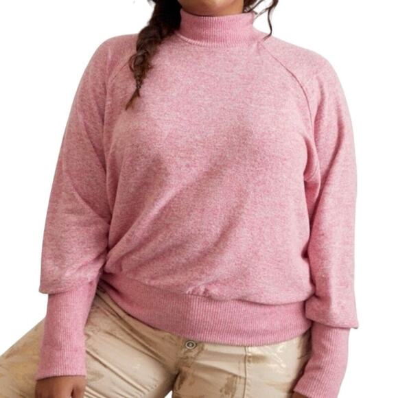 Maeve ANTHROPOLOGIE Laney Pink Soft Mock Cowl Neck Pullover Top - Plus Curve 2X - Picture 1 of 7